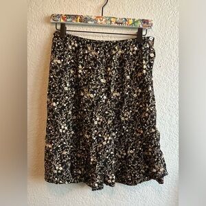 Vintage Liz Baker Floral Black and White Skirt